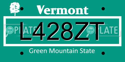 L428ZT Vermont License Plate