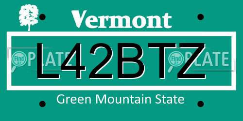 L42BTZ Vermont License Plate