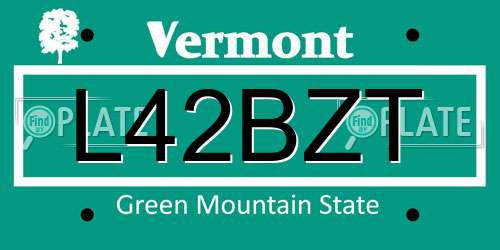 L42BZT Vermont License Plate
