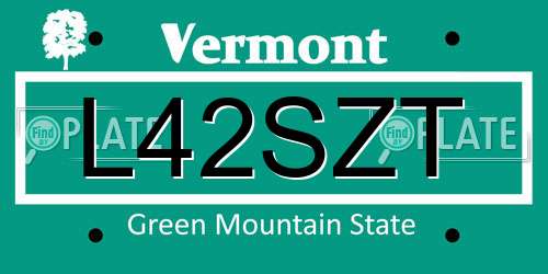 L42SZT Vermont License Plate