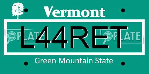 L44RET Vermont License Plate