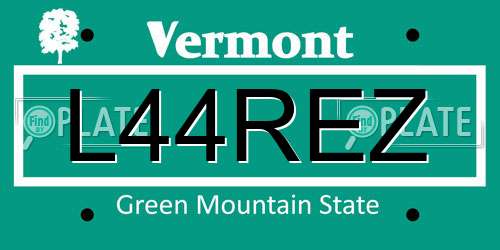 L44REZ Vermont License Plate