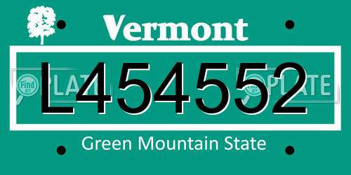 L454552 Vermont License Plate