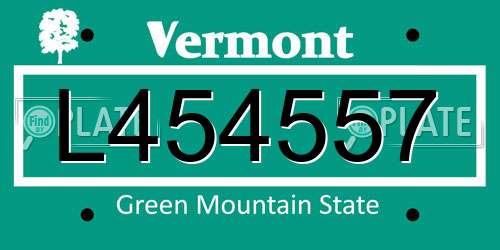 L454557 Vermont License Plate