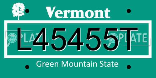 L45455T Vermont License Plate