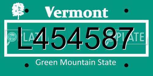 L454587 Vermont License Plate