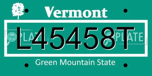 L45458T Vermont License Plate