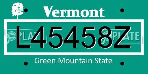 L45458Z Vermont License Plate