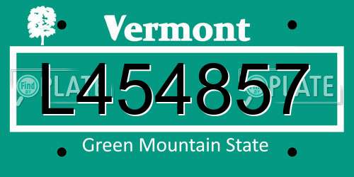 L454857 Vermont License Plate