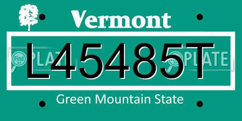 L45485T Vermont License Plate
