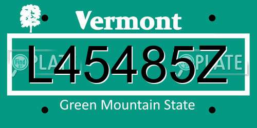 L45485Z Vermont License Plate