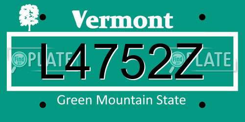 L4752Z Vermont License Plate