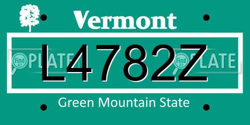 L4782Z Vermont License Plate