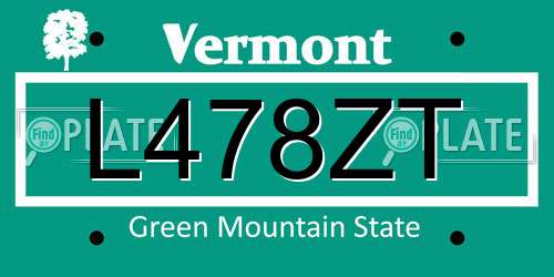 L478ZT Vermont License Plate
