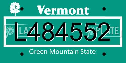 L484552 Vermont License Plate