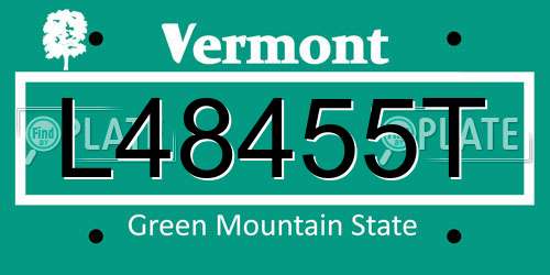 L48455T Vermont License Plate
