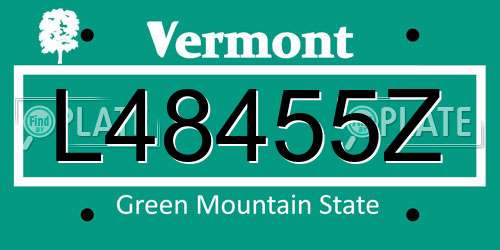 L48455Z Vermont License Plate