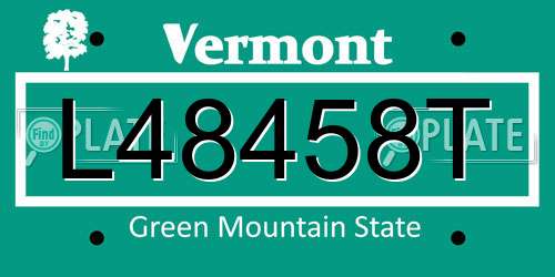 L48458T Vermont License Plate