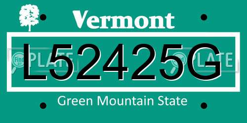 L52425G Vermont License Plate