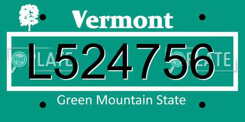L524756 Vermont License Plate