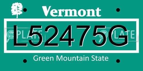 L52475G Vermont License Plate