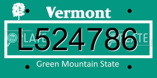L524786 Vermont License Plate