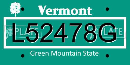 L52478G Vermont License Plate