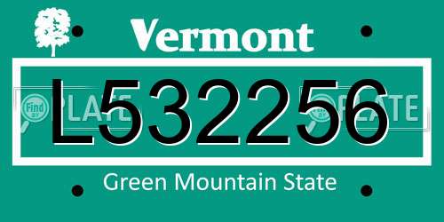 L532256 Vermont License Plate