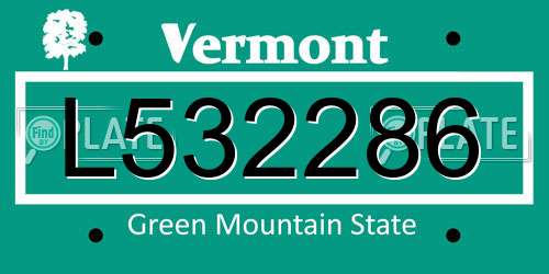 L532286 Vermont License Plate