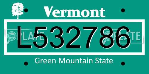 L532786 Vermont License Plate