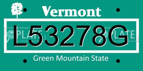 L53278G Vermont License Plate
