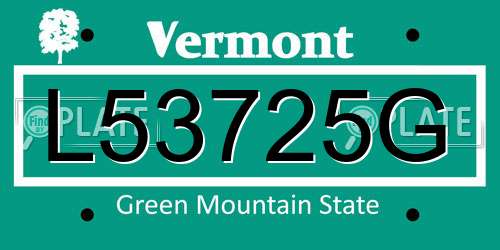 L53725G Vermont License Plate