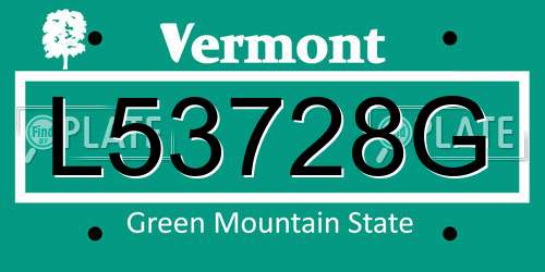 L53728G Vermont License Plate