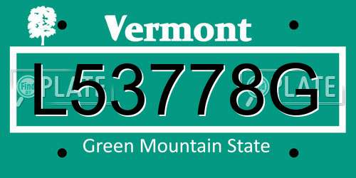 L53778G Vermont License Plate