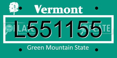 L551155 Vermont License Plate
