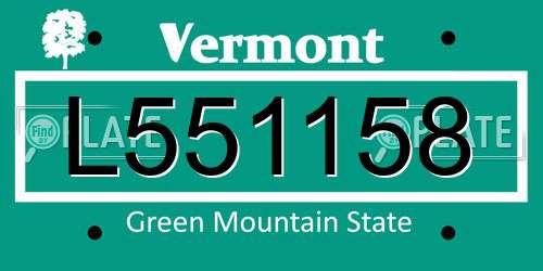 L551158 Vermont License Plate