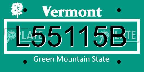 L55115B Vermont License Plate