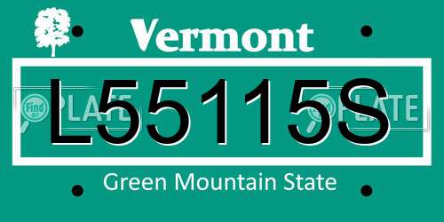 L55115S Vermont License Plate