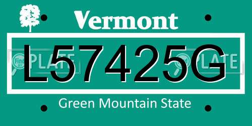 L57425G Vermont License Plate