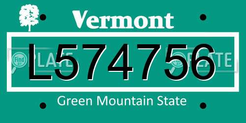 L574756 Vermont License Plate