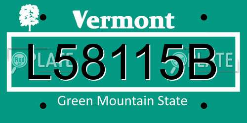 L58115B Vermont License Plate