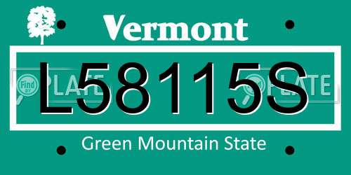 L58115S Vermont License Plate