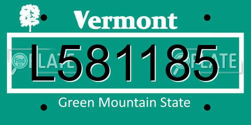 L581185 Vermont License Plate