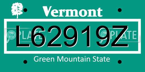 L62919Z Vermont License Plate