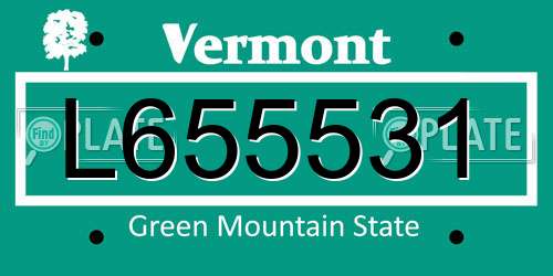 L655531 Vermont License Plate