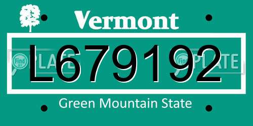 L679192 Vermont License Plate