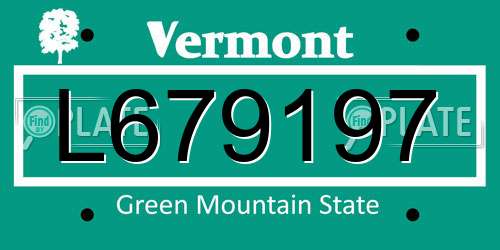 L679197 Vermont License Plate
