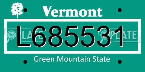 L685531 Vermont License Plate