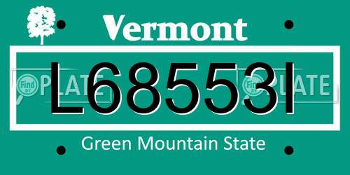 L68553I Vermont License Plate