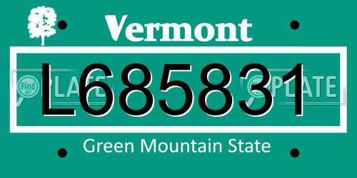 L685831 Vermont License Plate